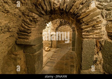 View of the crypt, Sant Pere de Rodes, Girona, Catalonia Stock Photo