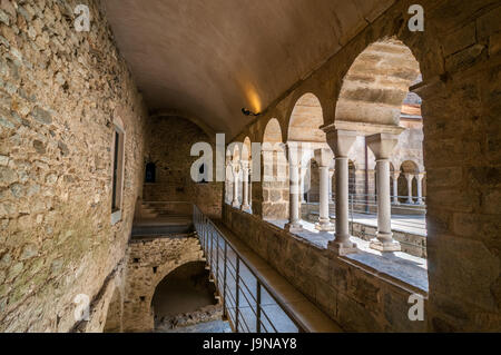 View of the cloister, Sant Pere de Rodes, Girona, Catalonia Stock Photo