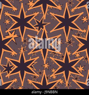 Geometric Seamless Star Shapes Pattern. Repeating Background Texture in Brown. Stylish Vector Illustration Print Stock Vector