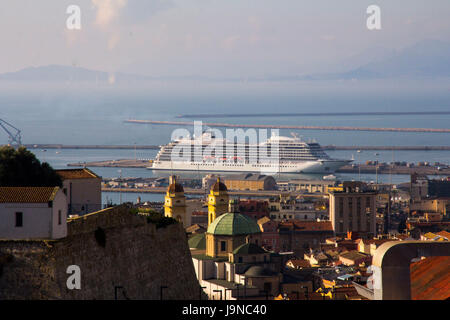 Cruise ship Viking Sea at Cagliari, Sardinia. Stock Photo