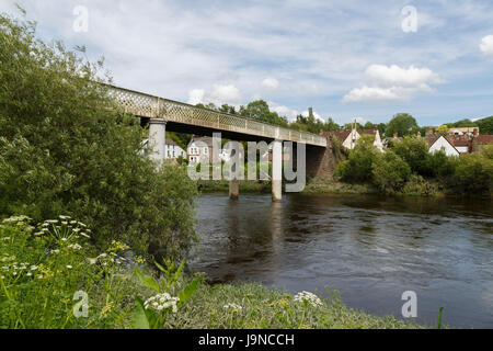 Bridge at Brockweir, a small village on the River Wye, Forest of Dean, Gloucestershire, at the border of Wales and England. Stock Photo