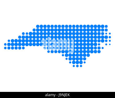 North Carolina US state dot pixel map in the colors of the American ...