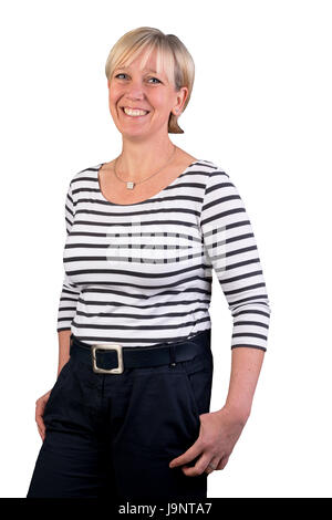 half-body portrait of attractive blonde candid european mature w Stock Photo