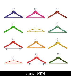 Wooden Clothes Hangers Vector. Illustration Of Classic Clothes Hanger Isolated Stock Vector