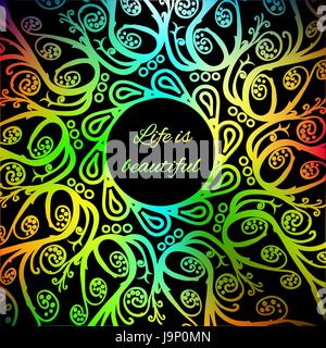 Ornamental bright card Life is beautiful Stock Vector