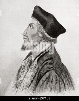 Jan Hus, aka  John Hus or John Huss, c. 1369 – 1415. Czech priest, philosopher, Master, dean and rector at Charles University in Prague, church reformer, founder of Hussitism and a seminal figure in the Bohemian Restoration.  From Hutchinson's History of the Nations, published 1915. Stock Photo