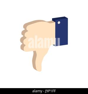 Thumb down symbol. Flat Isometric Icon or Logo. 3D Style Pictogram for Web Design, UI, Mobile App, Infographic. Vector Illustration on white backgroun Stock Vector
