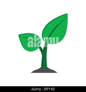 Sprout symbol. Flat Isometric Icon or Logo. 3D Style Pictogram for Web Design, UI, Mobile App, Infographic. Vector Illustration on white background. Stock Vector