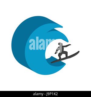 Surfer symbol. Flat Isometric Icon or Logo. 3D Style Pictogram for Web Design, UI, Mobile App, Infographic. Vector Illustration on white background. Stock Vector