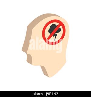 Head with storming cloud, stress concept symbol. Flat Isometric Icon or Logo. 3D Style Pictogram for Web Design, UI, Mobile App, Infographic. Vector I Stock Vector