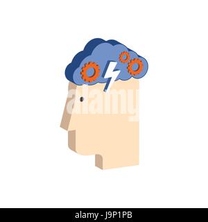 Brainstorming concept symbol. Flat Isometric Icon or Logo. 3D Style Pictogram for Web Design, UI, Mobile App, Infographic. Vector Illustration on whit Stock Vector