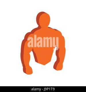 Muscle body, Bodybuilding, Fitness symbol. Flat Isometric Icon or Logo. 3D Style Pictogram for Web Design, UI, Mobile App, Infographic. Vector Illustr Stock Vector