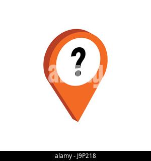 Map Pointer with Question sign. Flat Isometric Icon or Logo. 3D Style Pictogram for Web Design, UI, Mobile App, Infographic. Vector Illustration on wh Stock Vector