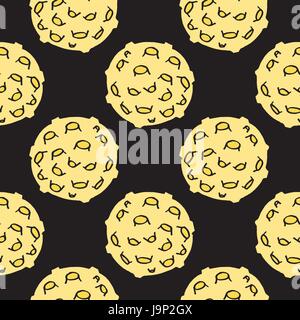 Moon and lunar craters. Doodle style Stock Vector