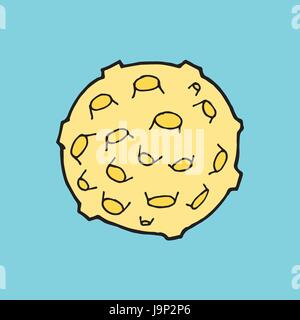 Moon and lunar craters. Doodle style Stock Vector