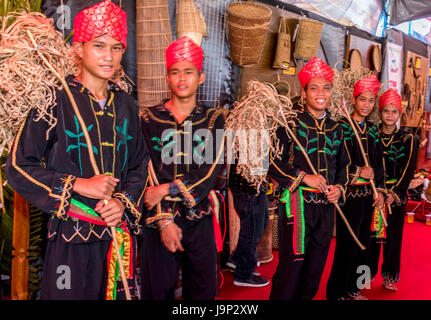 Gathering of indigenous kadazandusan groups on last day of Pesta Kaamatan or harvest festival at Hogkod Koisaan KDCA in Kota Kinabalu Sabah Malaysia Stock Photo