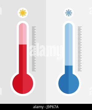 Set of meteorology thermometers equipments measuring heat and cold. Stock Vector