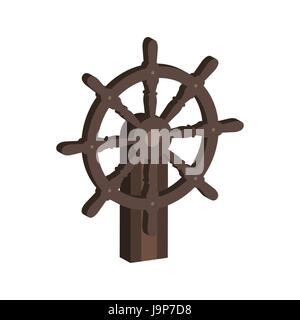 Ship Steering Wheel symbol. Flat Isometric Icon or Logo. 3D Style Pictogram for Web Design, UI, Mobile App, Infographic. Vector Illustration on white  Stock Vector