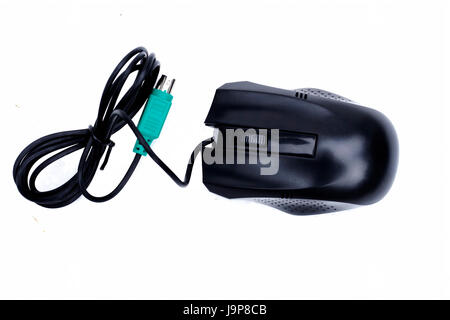 Black stylish computer mouse isolated on white. Concept of technology. Stock Photo