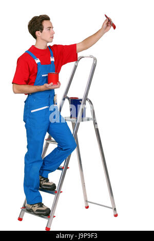 blue, art, brush, aluminum, aluminium, apprentice, artistic, builder, artist, Stock Photo