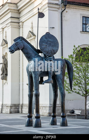 Equestrian statue of margrave Jobst of Luxembourg, Brno, Moravia, Czech republic. Artistic symbolic object. Stock Photo