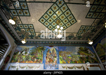 Spain,Valencia,railway station,wall pictures,tiles, Stock Photo