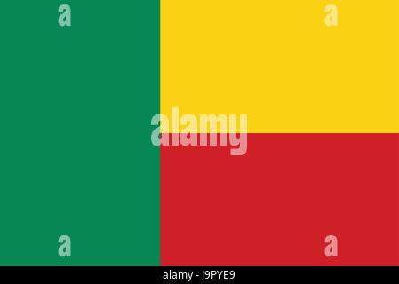 Flag of Benin with a little Waving, Shading & Flag Colors separated layers - Vector Illustration Stock Vector