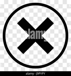 X-Cross rounded icon. iconic symbol inside a circle, on transparency grid.  Vector Iconic Design. Stock Vector