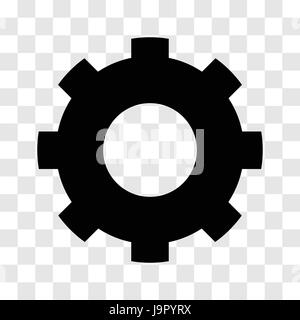 Gear icon, iconic symbol on transparency grid.  Vector Iconic Design. Stock Vector