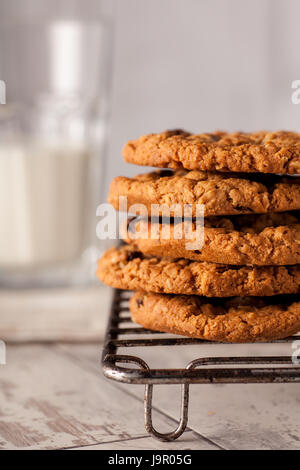 Cookies Stack on a Wire Cooling Rack Stock Photo
