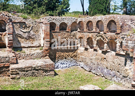 Roman age archaeological excavations necropolis columbarium in Ostia Antica - Rome - Italy Stock Photo