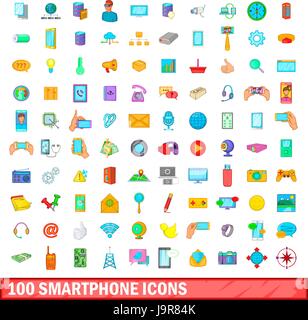 100 smartphone icons set, cartoon style Stock Vector Image & Art - Alamy