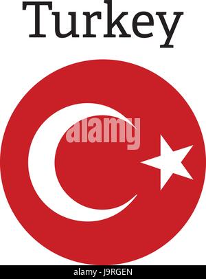 Round glossy vector icon with national flag of Turkey Stock Vector