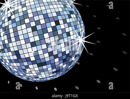 dicoball on black, retro party background, in vector format only solid colors Stock Vector