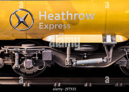 Heathrow Express train at Paddington Station, City of Westminster, London, England, U.K. Stock Photo