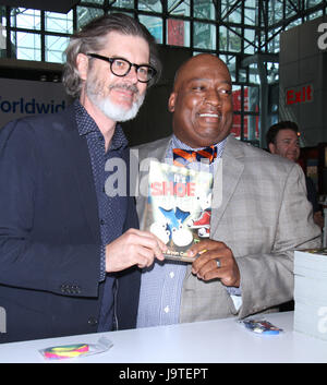NEW YORK, NY June 02, 2017 Mo Willems, Bryan Collier signing at BookExpo 2017 for their new book It's Shoe Time! at the Jacob K. Javits Convention Center in New York June 02, 2017. Credit:RW/MediaPunch Stock Photo