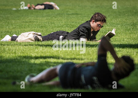 London, UK. 3rd June, 2017. UK Weather: Londoners enjoy the warm June afternoon sun in Hyde Park © Guy Corbishley/Alamy Live News Stock Photo