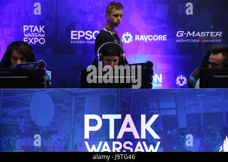 Poland, Nadarzyn, June 3rd, 2017: First Warsaw Comic Con hosts composer Jan Kaczmarek and actors Nadia Hilker, Melissa Ponzio, Carice van Houten, Hafpor Julius Björnsson and RJ Mitte. Ptak Warsaw Expo CEO Tomasz Szypula welcomes celebrity guest on stage. Thousands of cosplay, Star Wars and role palying fans hit the event. Game tournaments take place at several arenas. ©Jake Ratz/Ģ����ý Live News Stock Photo