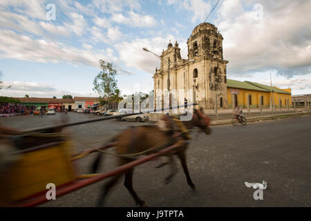Iglesia de San Juan Bautista de Subtiava - Léon, Nicaragua Stock Photo