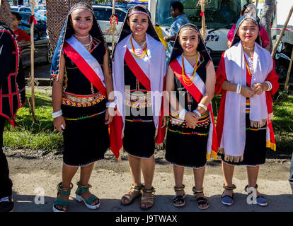 Gathering of indigenous kadazandusan groups on last day of Pesta Kaamatan or harvest festival at Hogkod Koisaan KDCA in Kota Kinabalu Sabah Malaysia Stock Photo