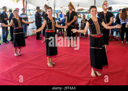 Gathering of indigenous kadazandusan groups on last day of Pesta Kaamatan or harvest festival at Hogkod Koisaan KDCA in Kota Kinabalu Sabah Malaysia Stock Photo