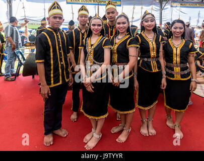 Gathering of indigenous kadazandusan groups on last day of Pesta Kaamatan or harvest festival at Hogkod Koisaan KDCA in Kota Kinabalu Sabah Malaysia Stock Photo