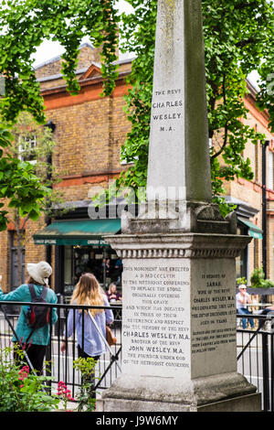 Burial place of Charles Wesley brother of John Wesley the Methodist minister, Marylebone, London, England, U.K. Stock Photo