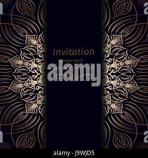 Invitation in dark blue with gold colours Stock Vector