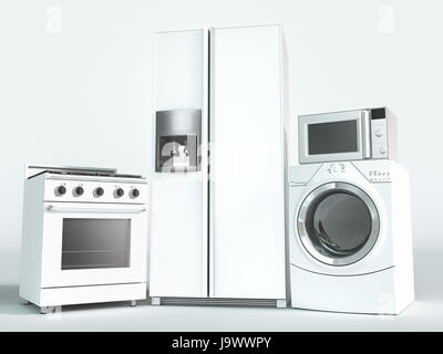 Appliances, fridge, washing machine, oven Stock Photo