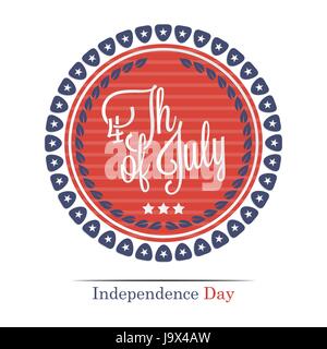 Fourth of july lettering. Happy Independence Day greeting card design template Stock Vector