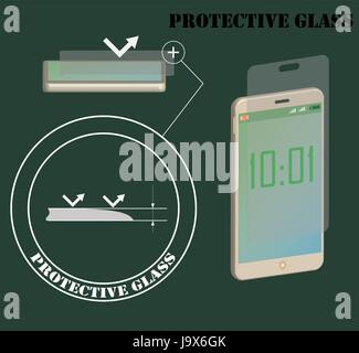 Banner for advertising protective glass for smartphones. Stock Vector