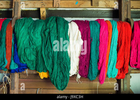 Colored weaving and knitting yarns Stock Photo