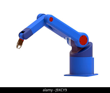 Robot 6 axis, 3d render isolated on white Stock Photo