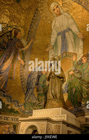 France, Hautes Pyrenees, Lourdes, Sanctuary Basilica of Our Lady of Lourdes, altar of St Bernadette. Stock Photo